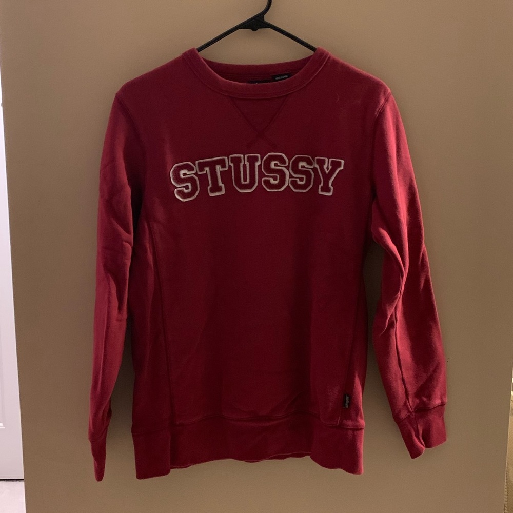 Maroon Stussy vintage thick crew neck sweatshirt